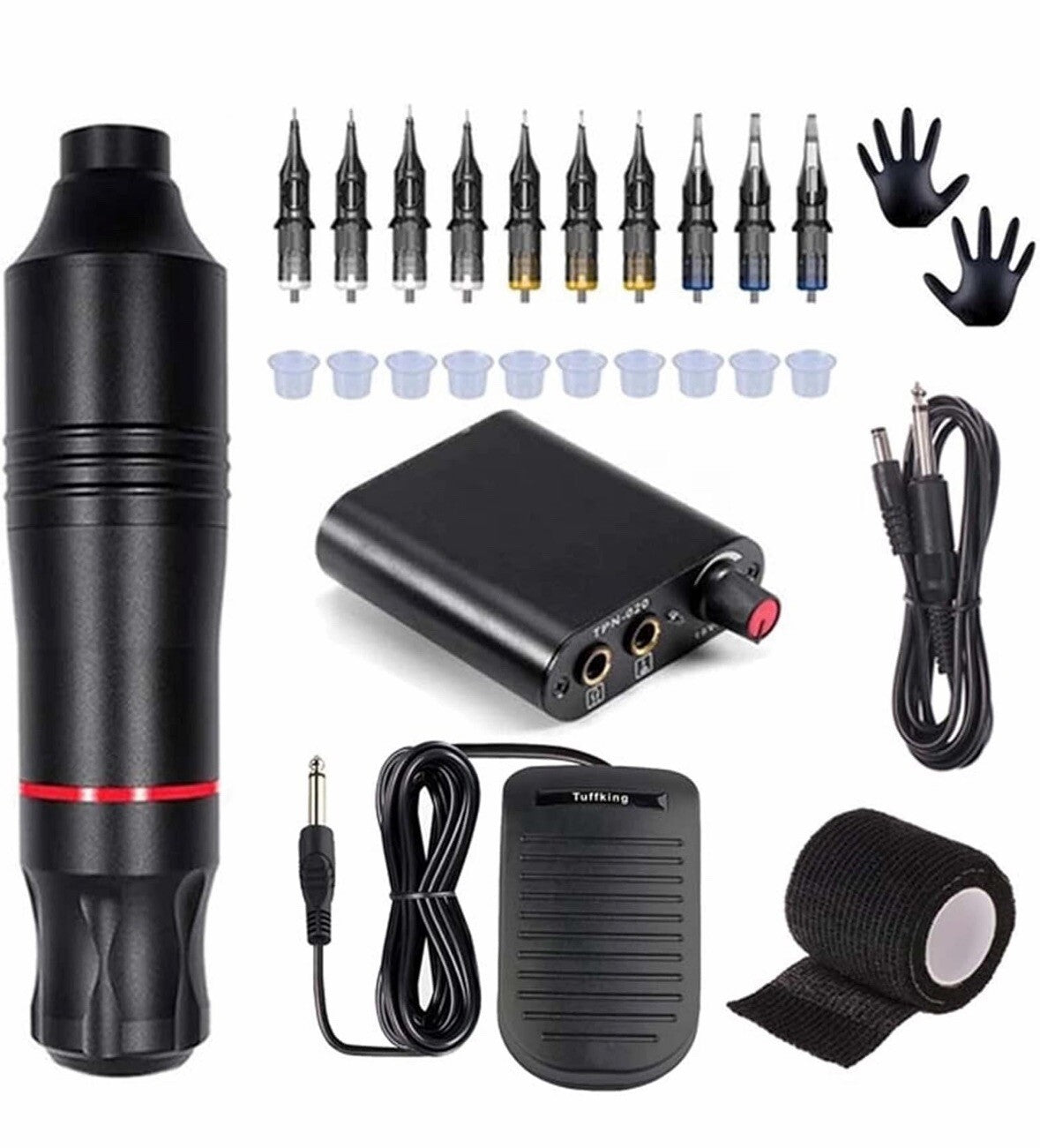 Wireless Rotary Tattoo Kit Complete Set Pen Machine DC Power
