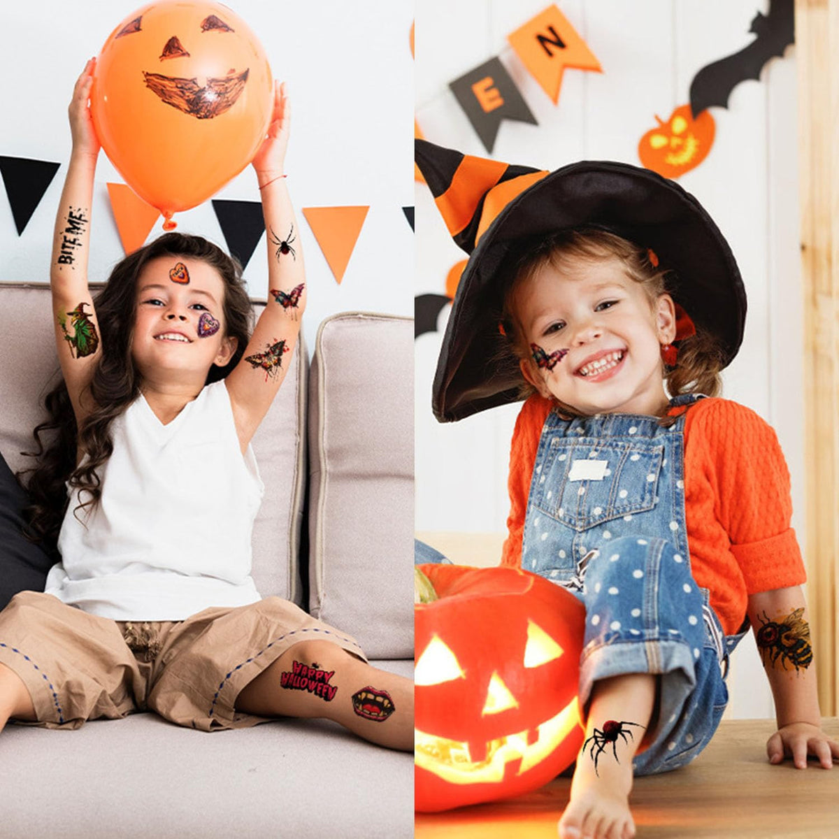 Halloween Temporary Tattoos 36 Sheets Large Realistic Designs for Kids & Adults