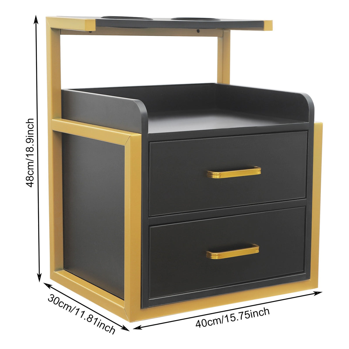 Wall-Mounted Salon Storage Cabinet with 2 Drawers & Hair Dryer Holder