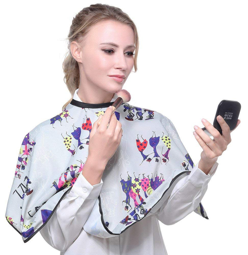 Makeup Artist Shortie Comb-Out Cape - Water-Repellent Styling Cape for Salons & Personal Use