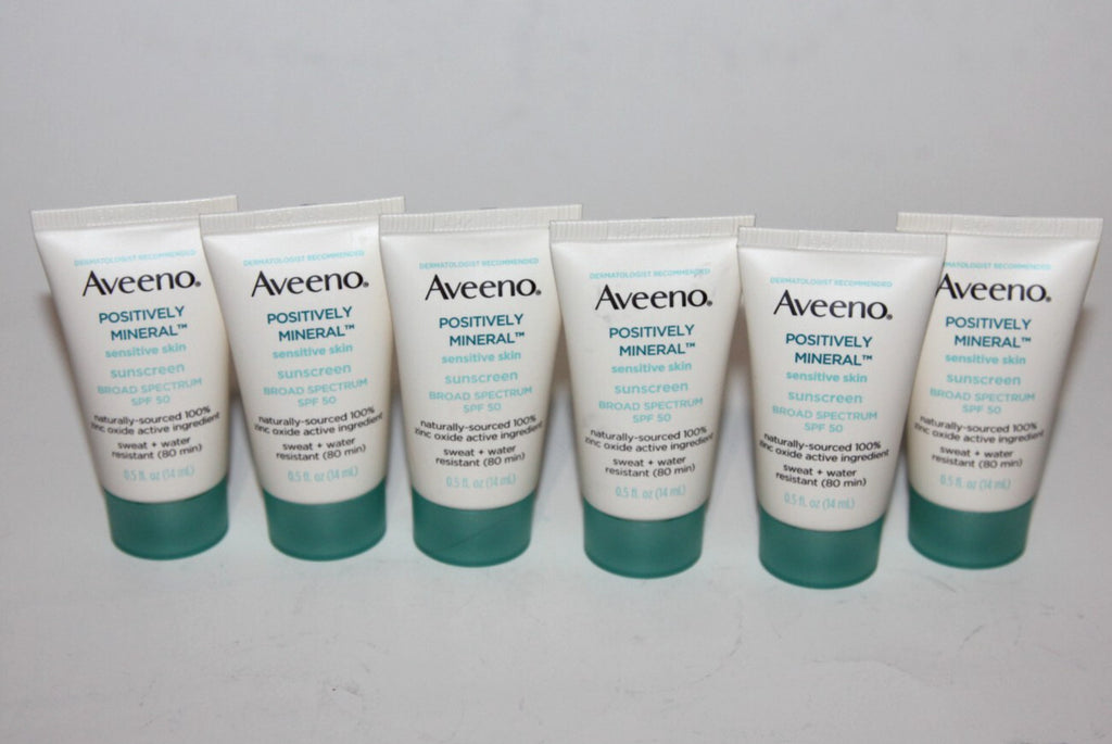 Aveeno Mineral Sensitive Sunscreen SPF 50 Travel Size Lot of 6
