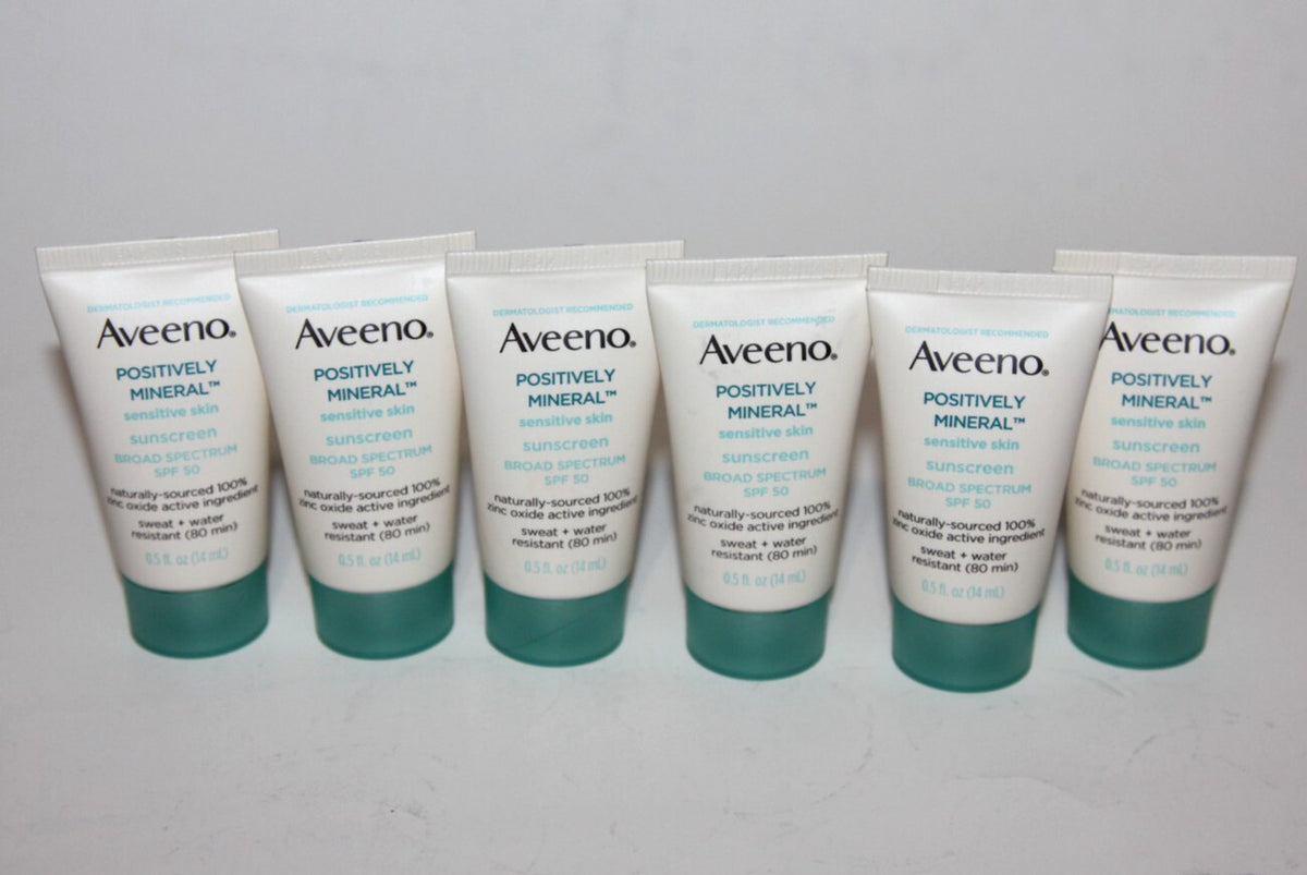 Aveeno Mineral Sensitive Sunscreen SPF 50 Travel Size Lot of 6