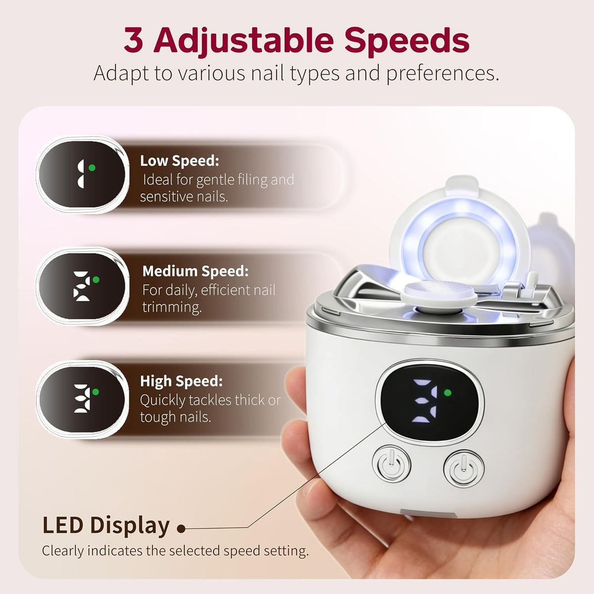 Electric Nail Clipper for Thick Nails with LED Lights & Magnifier - Automatic Trimmer