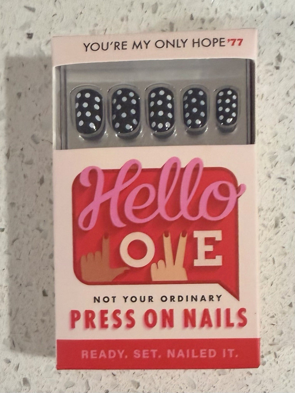 Press On Nails Short Square Black and White Dot Design - You're My Only Hope