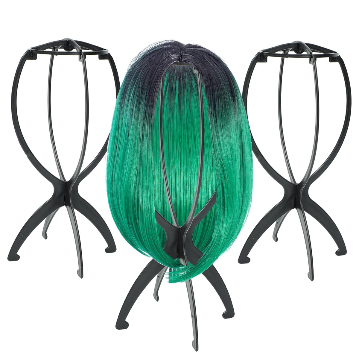 Portable Wig Head Stand Set for Short & Medium Wigs - 3 Pack