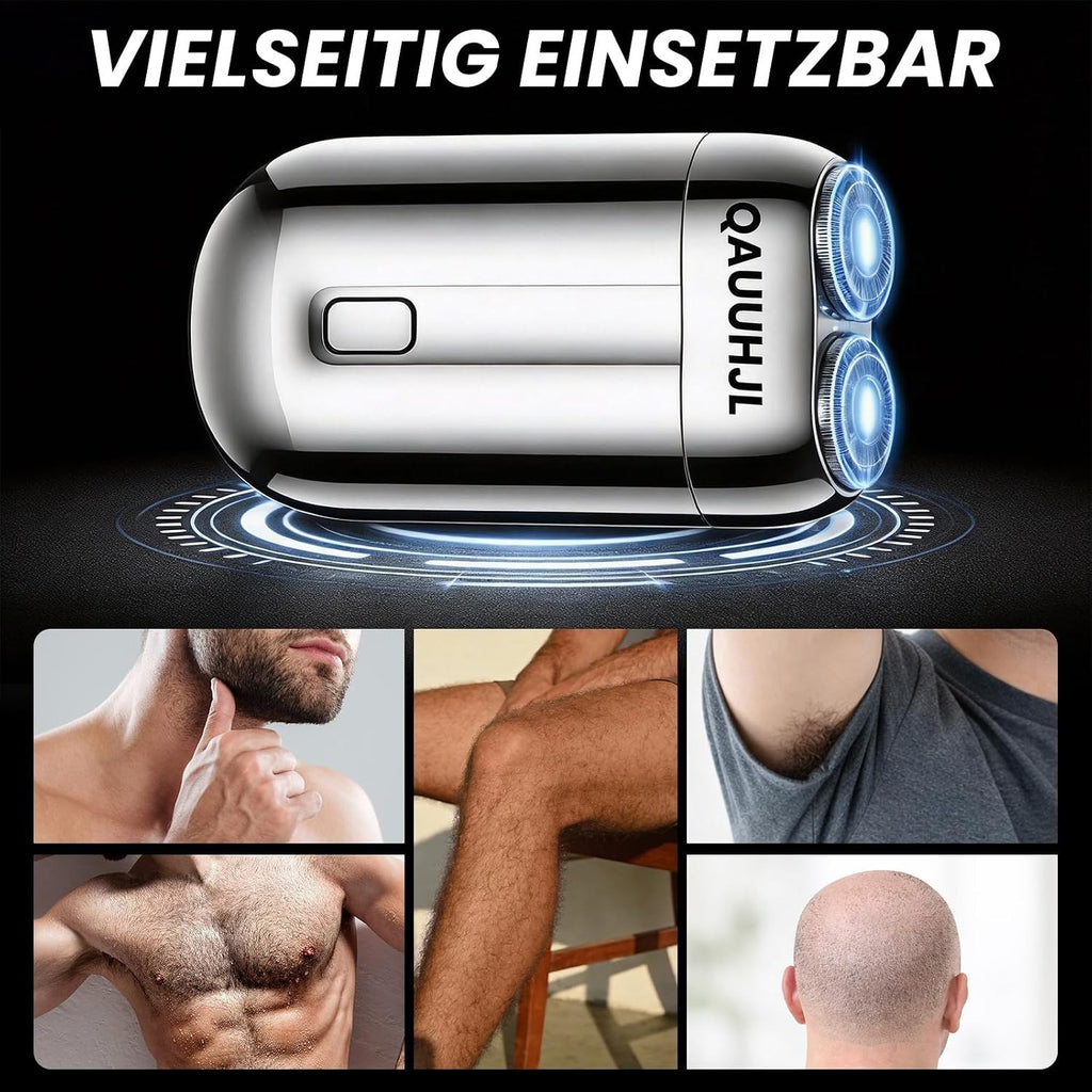 Mini Electric Travel Razor for Bald Men Cordless Dual Head Shaver