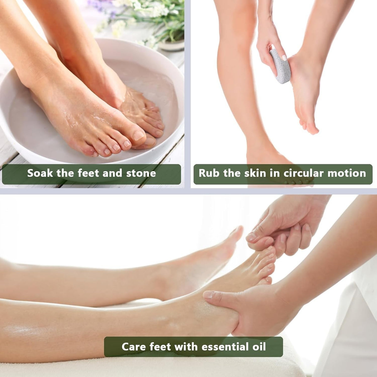 Natural Lava Pumice Stone for Feet Callus Remover & Dead Skin Exfoliation - 4 Pack