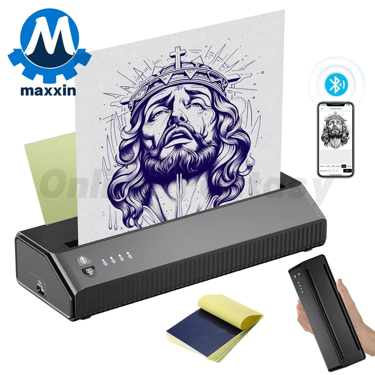 Wireless Tattoo Printer with 20 Sheets stencil paper USB Rechargeable