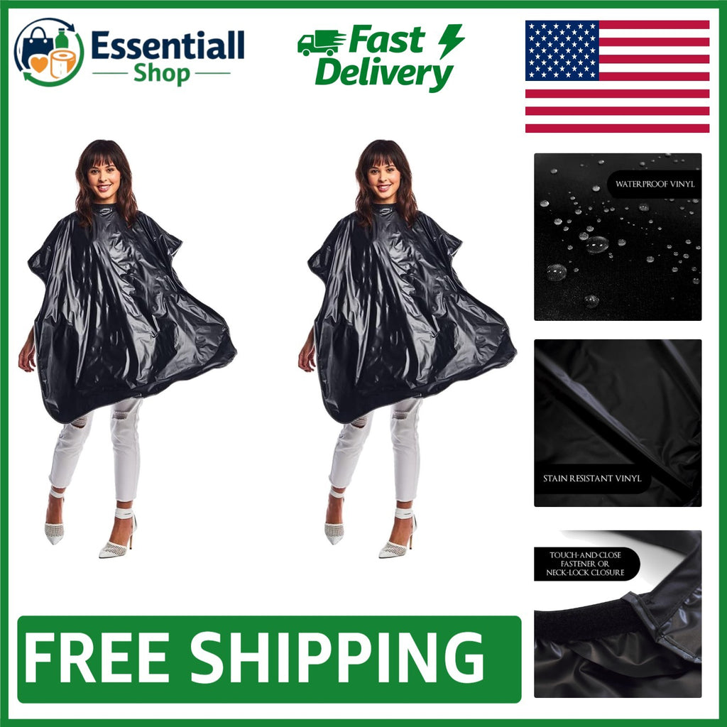Waterproof Salon Shampoo Cape - Stain Resistant Vinyl, Black, 36x54 Inches