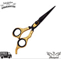 Professional 6.5-Inch Hairdressing Scissors Barber Thinning Shears - Black & Gold