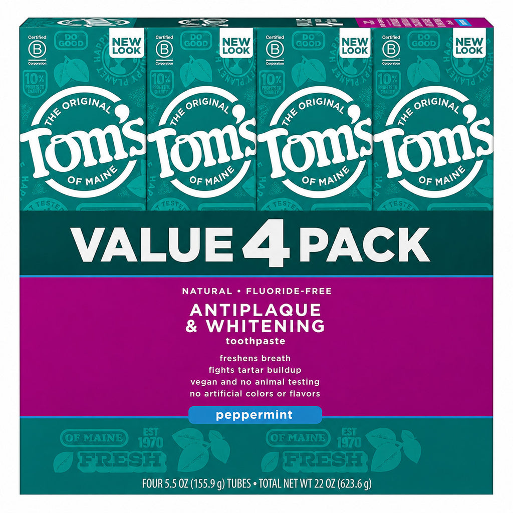 Fluoride-Free Whitening Toothpaste Peppermint 4 Pack - Natural Oral Care