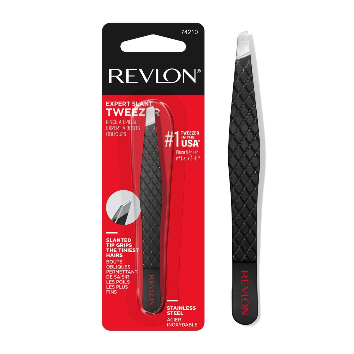 Stainless Steel Tweezers with Slant Tip - Precision Hair Removal Tool