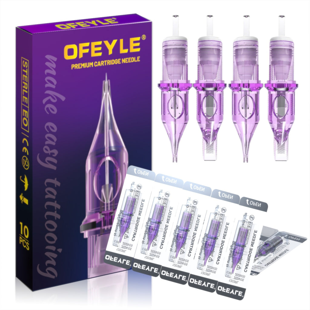 Professional Purple Tattoo Cartridge Needle - Round Shader, 316L Stainless Steel, Sterile