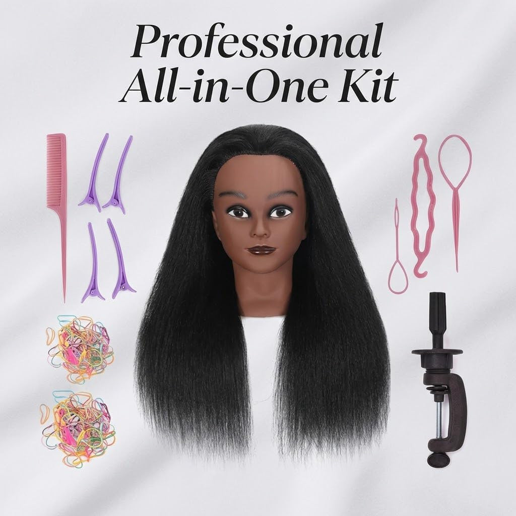 Professional Hairdressing Mannequin Head with Real Hair for Styling Practice