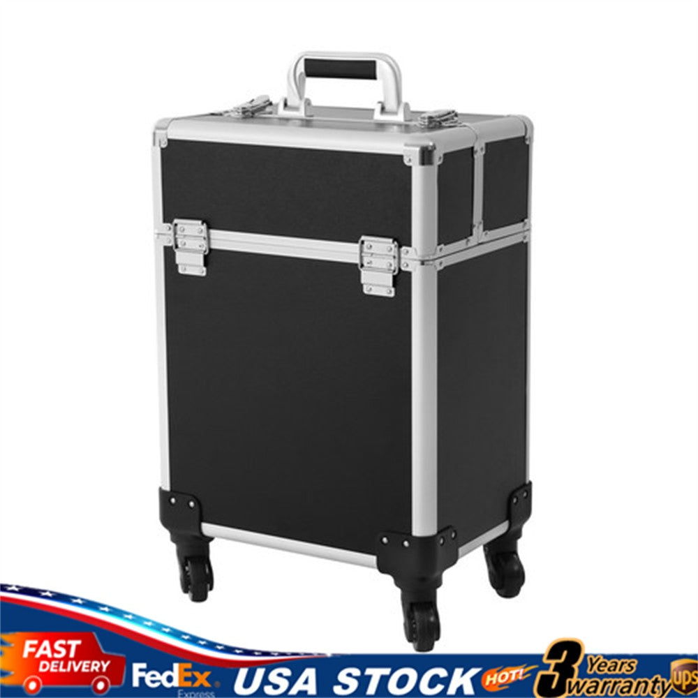 Rolling Makeup Train Case with Storage Organizer and Wheels
