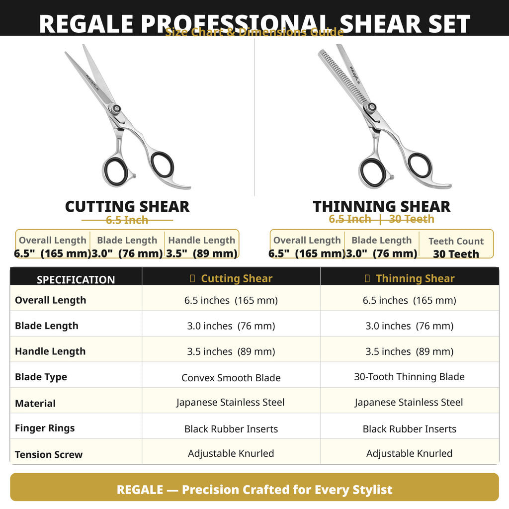 Professional Hair Cutting & Thinning Shear Set - 6.5 Inches Japanese Steel