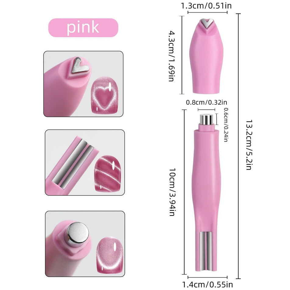 3-in-1 Cat Eye Nail Magnet Pen for Magnetic Gel Nail Art – Heart, Moon & Line Designs