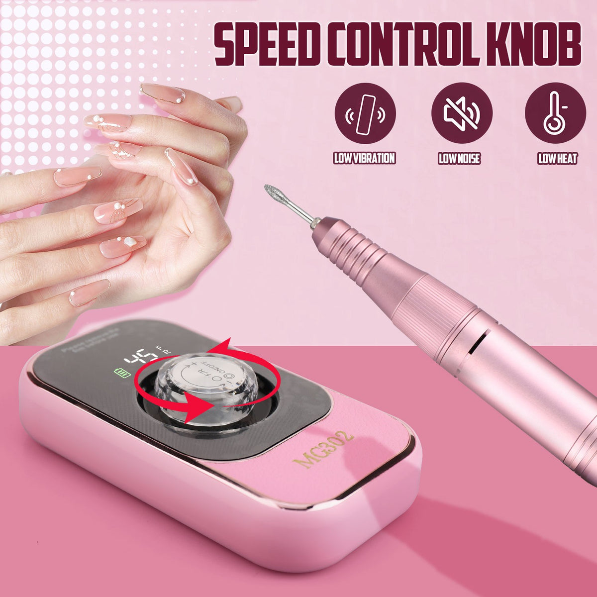 Rechargeable Electric Nail Drill Machine 45000RPM Portable Manicure Tool Set