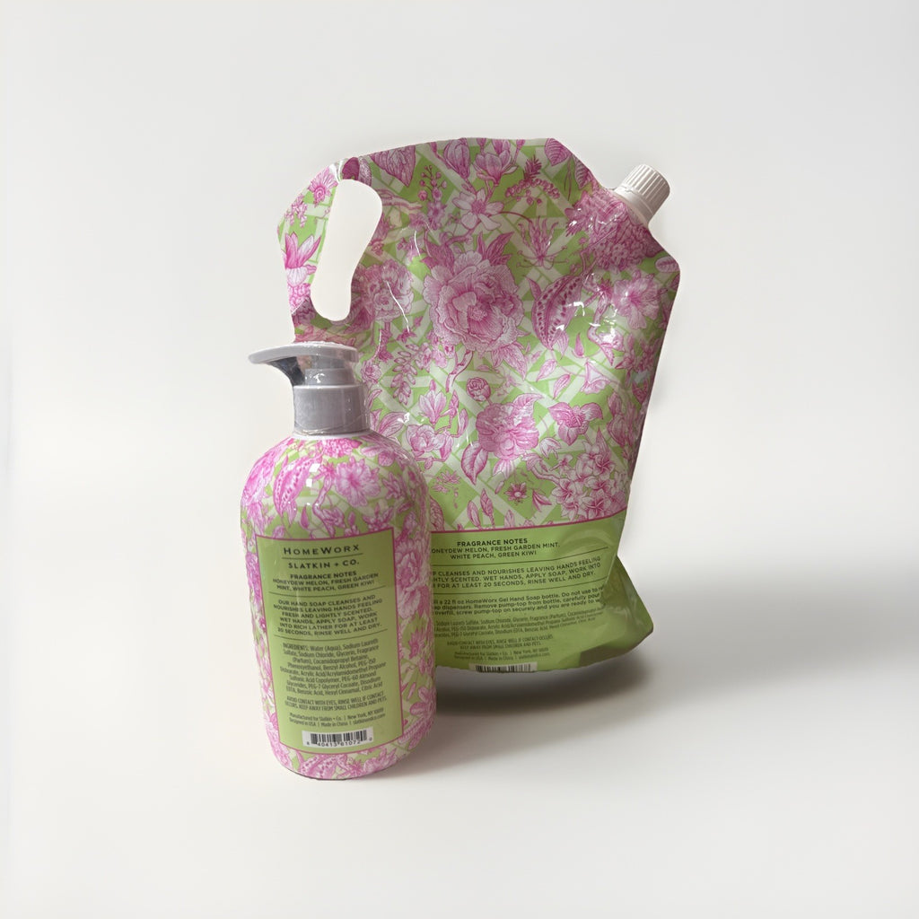 Liquid Hand Soap Set Melon & Garden Mint Scent 22oz & 64oz