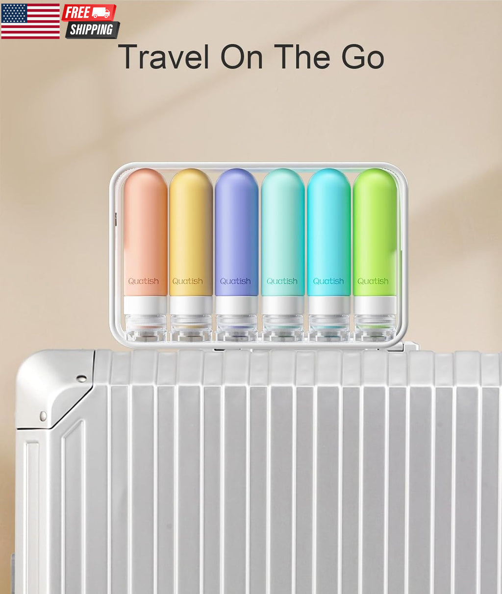 Travel Bottles for Toiletries 6 Pack - Leakproof 3 Oz TSA Approved Silicone Containers