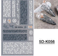 Bridal 5D Nail Art Decoration Stickers - White Lace Flower Wedding Decals