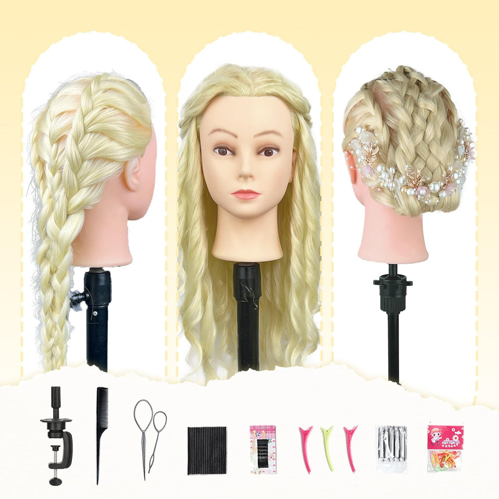 Mannequin Head with 80% Human Hair for Cosmetology Hair Styling Practice