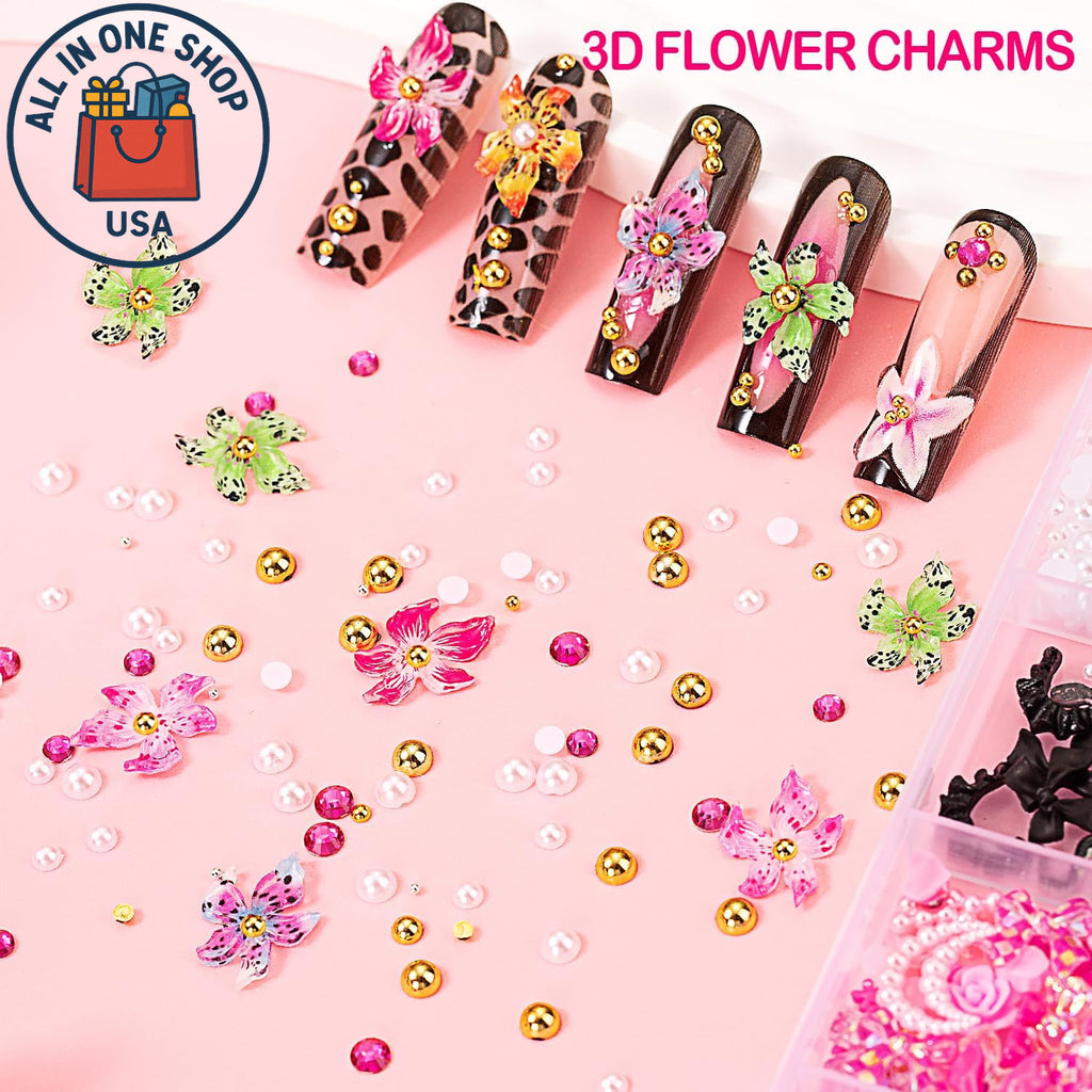 3D Nail Charms & Gems Set with Butterflies Stars for Nail Art - 8000 Pieces
