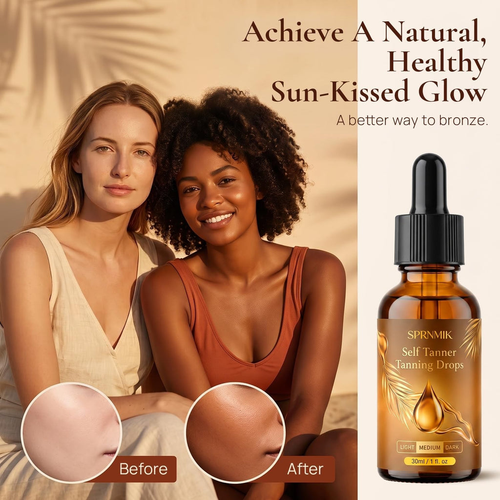 Self Tanning Drops for Face & Body - Natural Glow, Streak-Free, Hydrating