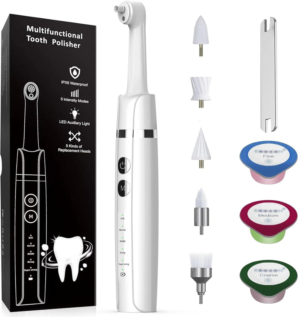 Professional Teeth Polishing Kit with USB Charging, 5 Speeds & Whitening Paste