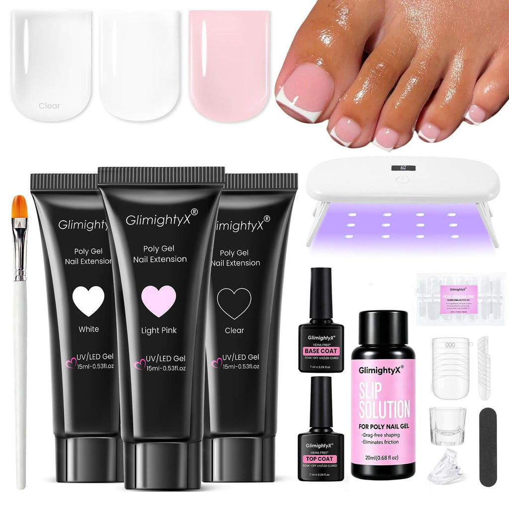 Polygel Toenail Starter Kit with UV Light & Full Set of Nail Supplies