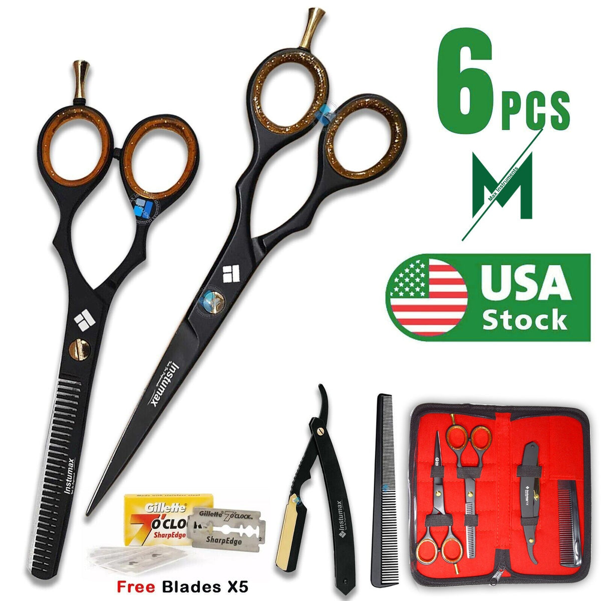 Professional Hair Cutting Thinning Scissors Barber Shears Salon Set
