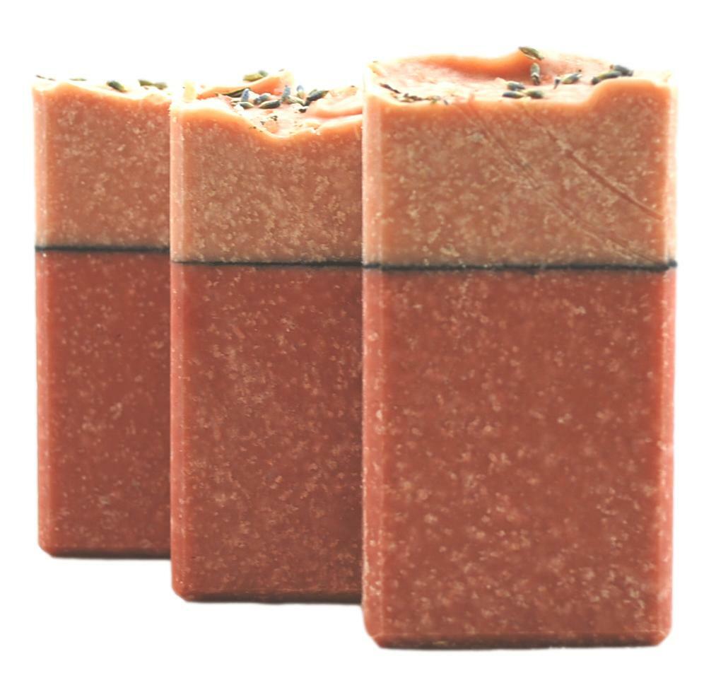 Himalayan Pink Salt Bar Soap with Essential Oils - Rose Geranium, Bergamot & Lavender, 3-Pack