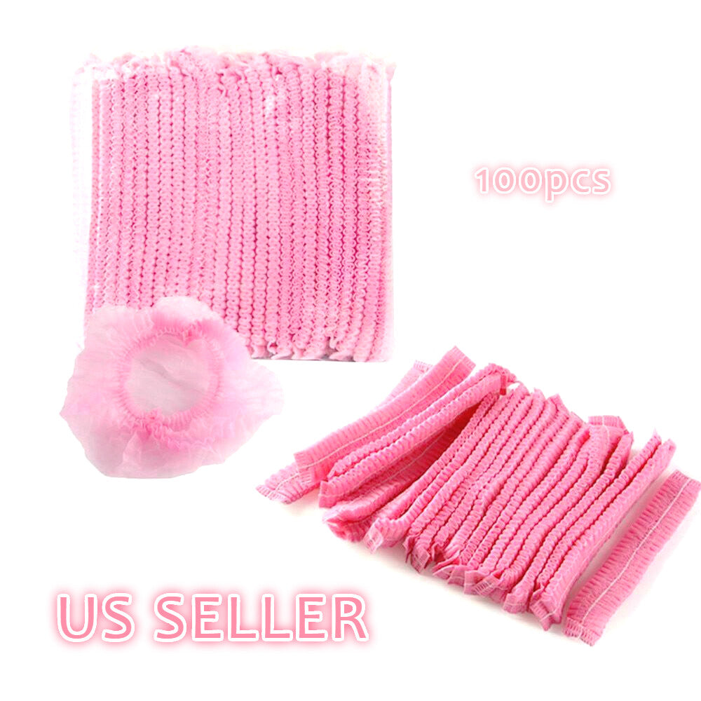 Pink Disposable Hair Net Bouffant Cap - 100 Pack for Kitchen & Medical Use