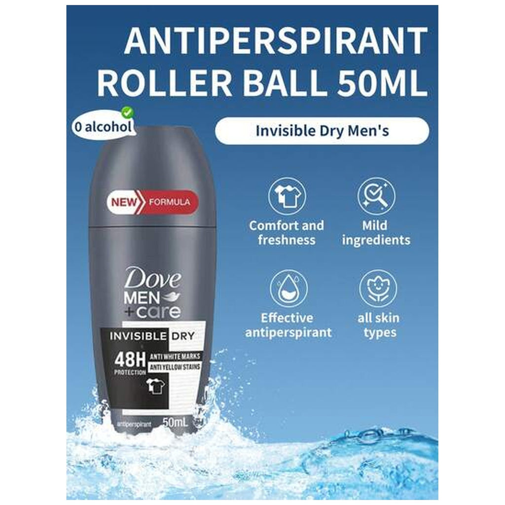 Men's Invisible Dry Roll-On Deodorant 6 Pack - 50mL, 48-Hour Protection