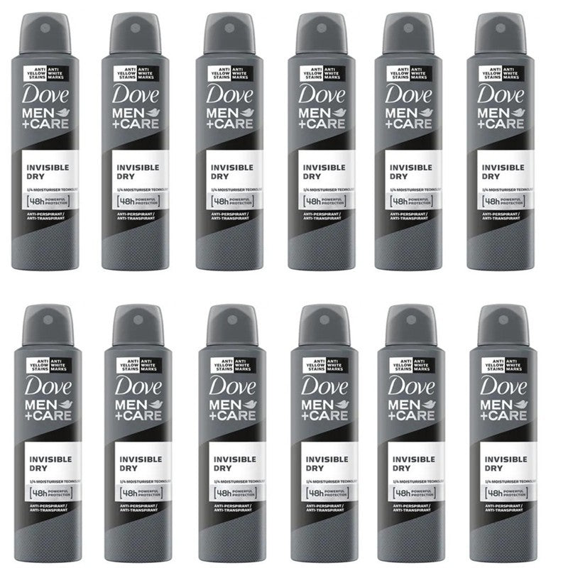 Men's Invisible Dry Antiperspirant Deodorant Spray 150ML Pack of 12