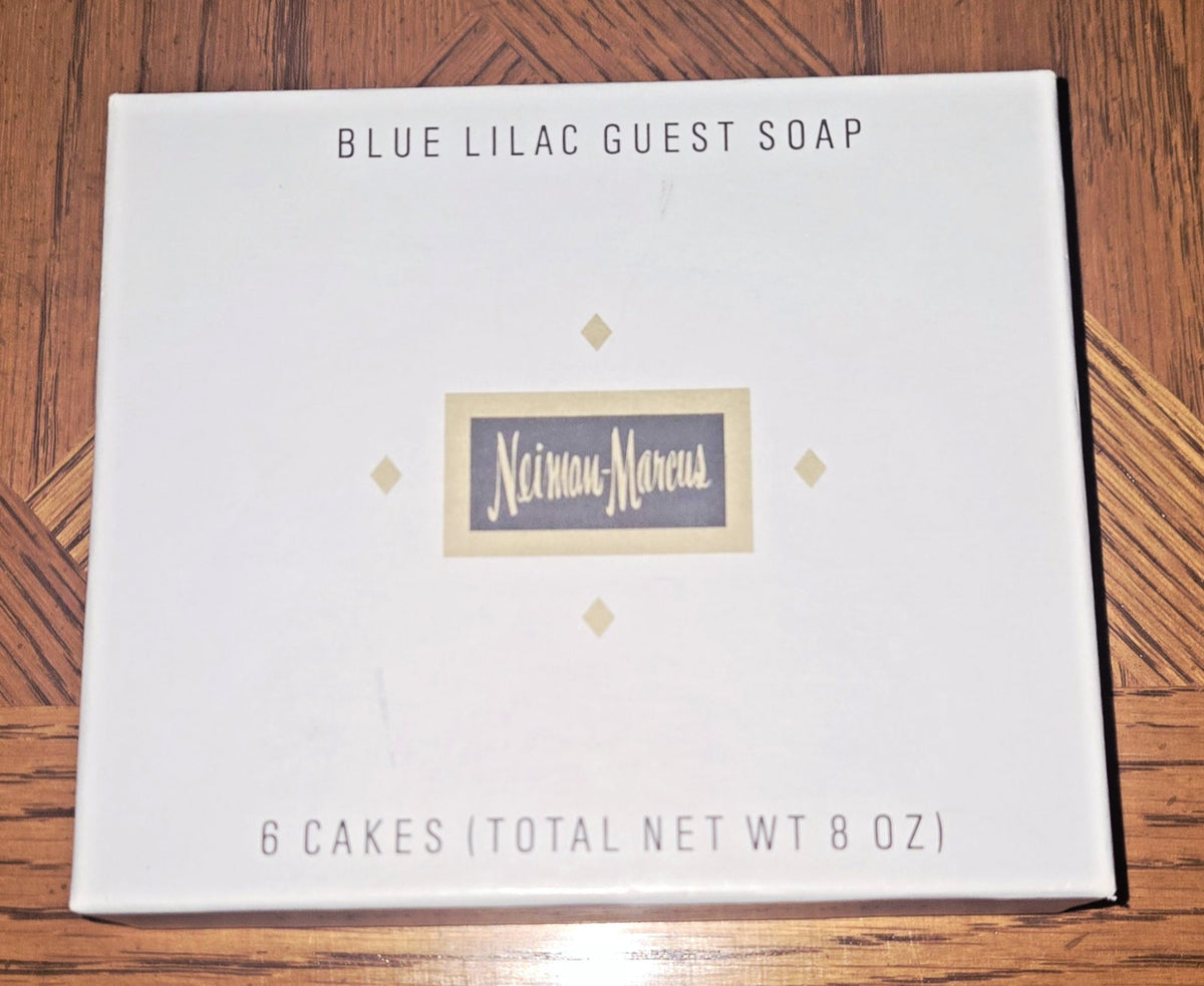 Vintage Neiman Marcus Blue Lilac Bath Soap Set - 6 Oval Cakes, 8 oz