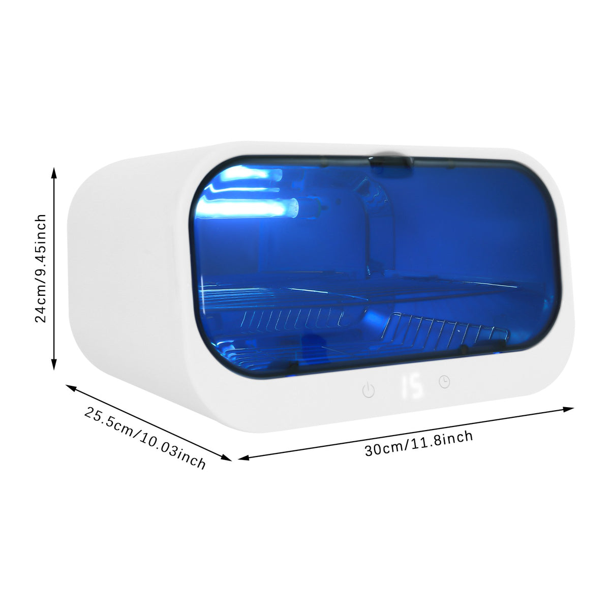 UV Sterilizer Cabinet 12L Capacity with 2 Metal Shelves Touch Control Disinfection Box