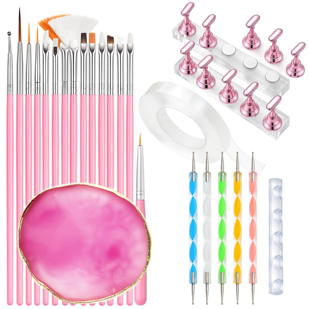 15-Piece Nail Art Brush Set with Dotting Tools & Palette for Beginners