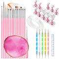 15-Piece Nail Art Brush Set with Dotting Tools & Palette for Beginners