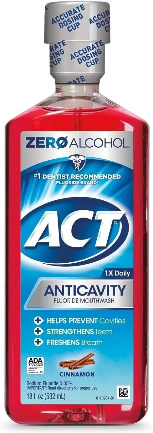 ACT Anticavity Mouthwash Alcohol-Free Cinnamon 18 Fl Oz - Oral Care