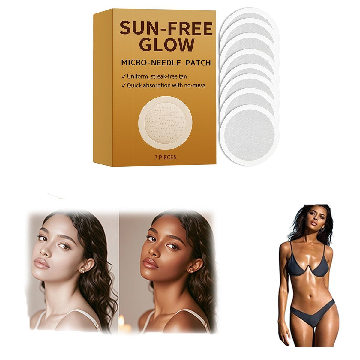 Unisex Sunless Tanning Patches - Microneedle Body & Face Bronzing Stick