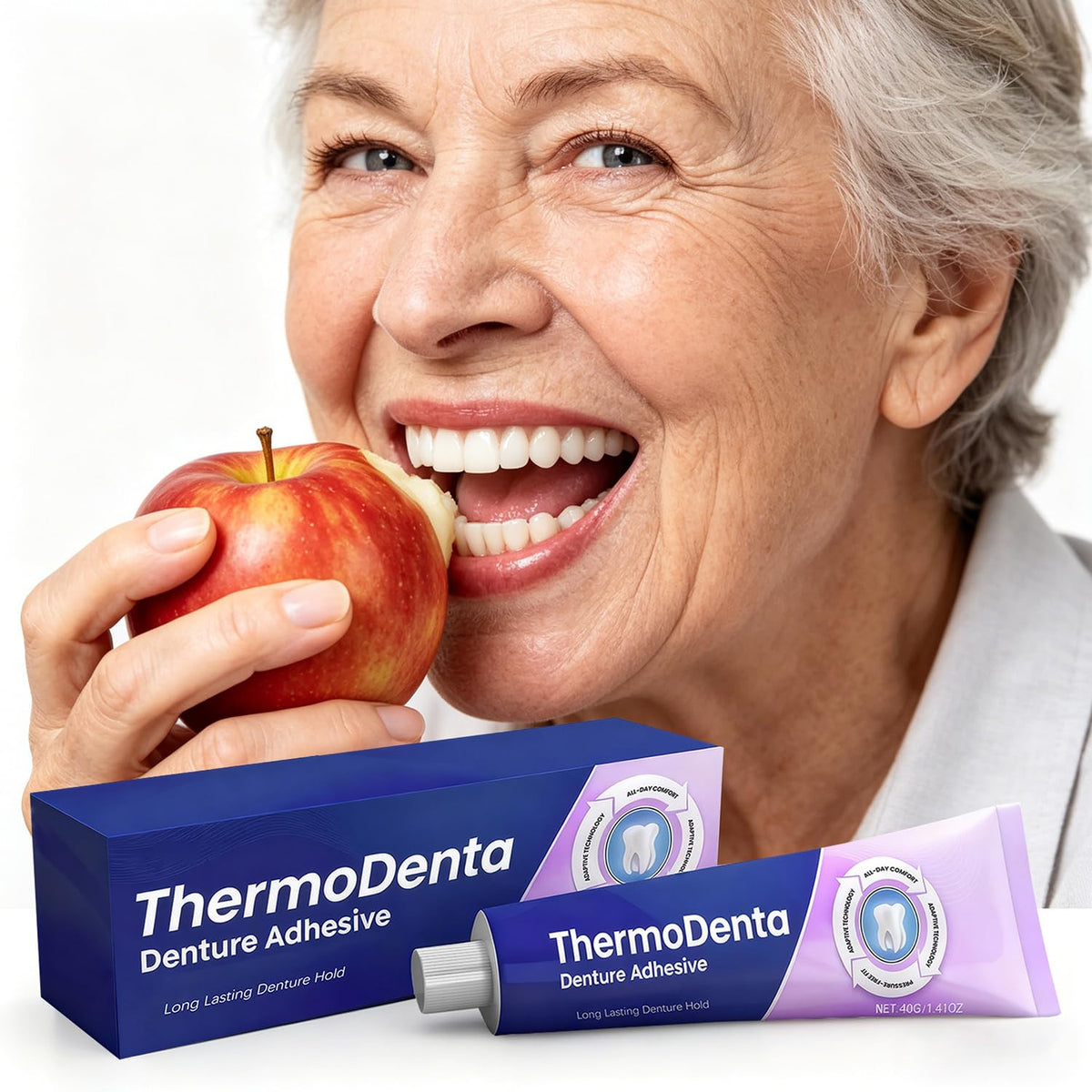 Denture Adhesive Cream 2-Pack - Long-Lasting Secure Fit for Loose Dentures