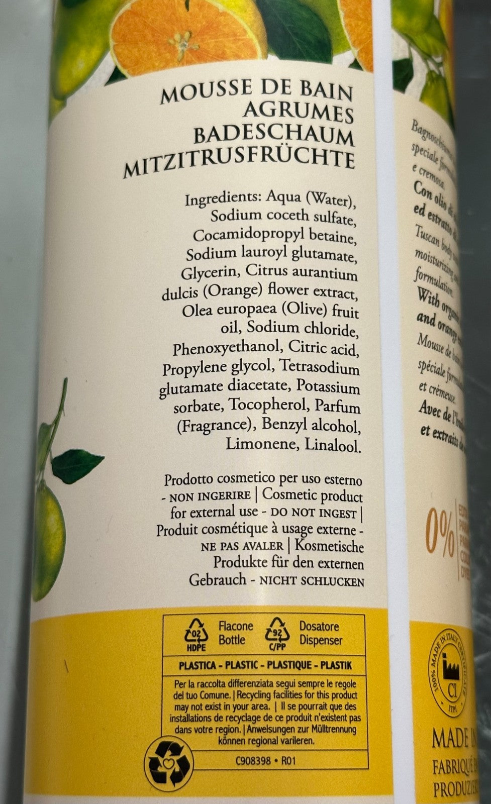 (2-Pack) Organic Olive Oil & Citrus Body Wash - Revitalizing Tuscan Scent