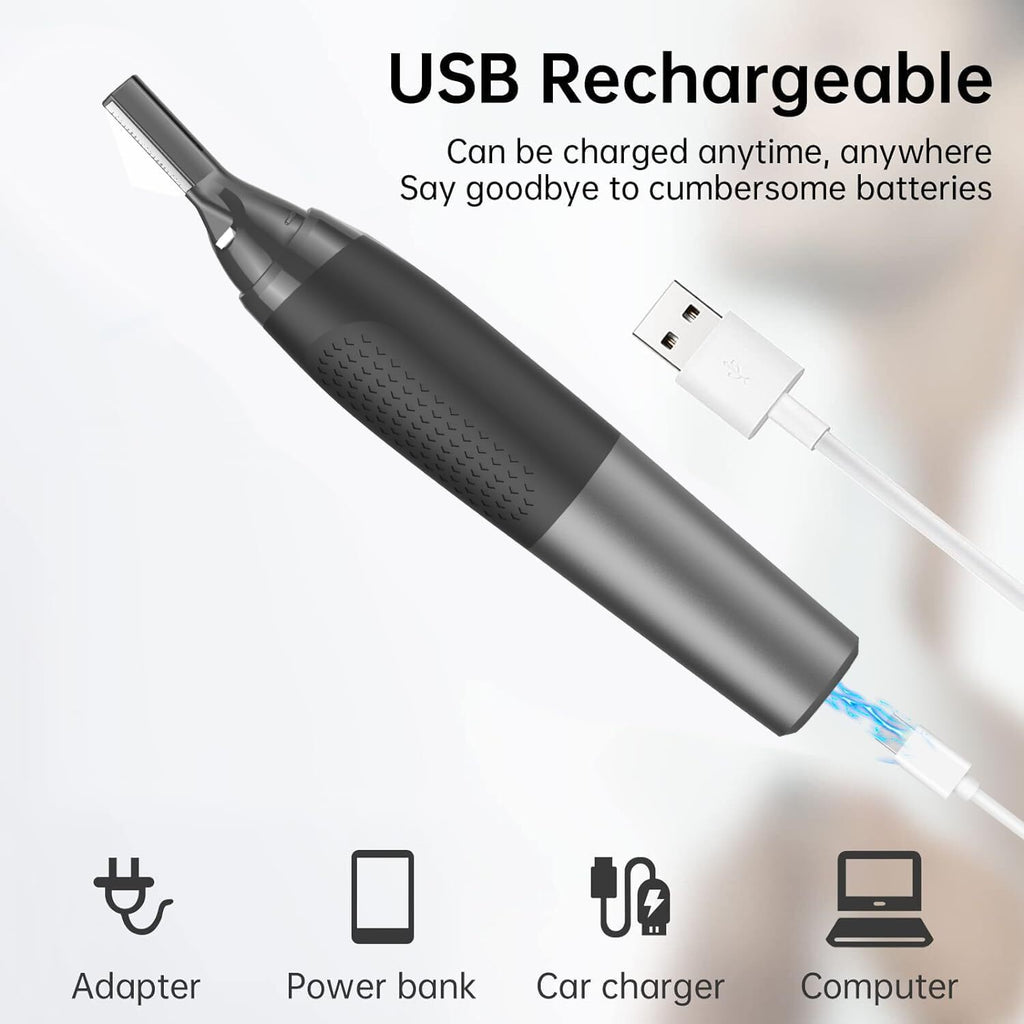 Rechargeable Nose & Ear Hair Trimmer for Men with Adjustable Attachments