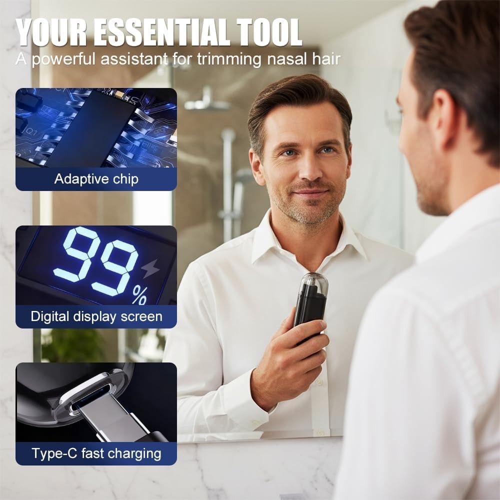 Electric Nose Hair Trimmer for Men Painless Rechargeable Grooming Tool