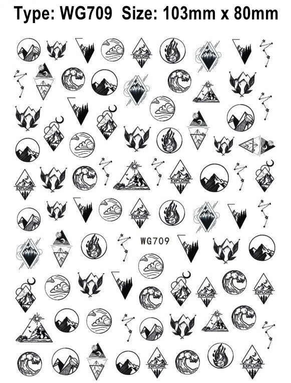 Galaxy Nail Stickers Set Moon Heart Butterfly Flowers for Nail Art
