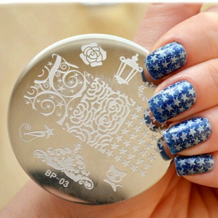 Nail Art Stamping Plate Black Cat Rose Theme for Manicure BP 03