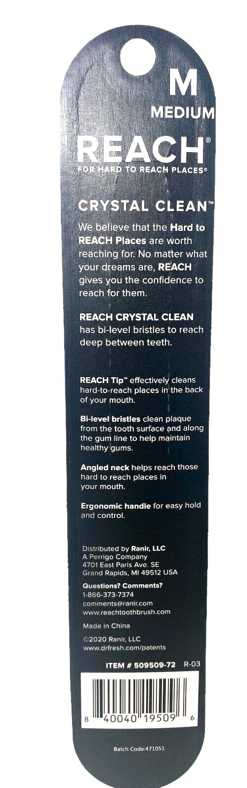 Medium Firm Reach Toothbrush with Multi-Color Bristles - 1 Pack