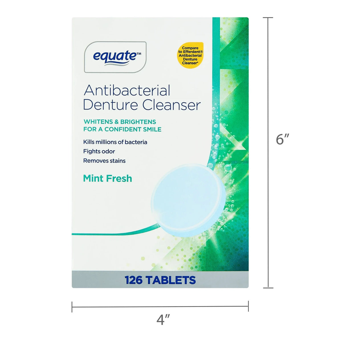Denture Cleanser Tablets 126 Count - Effervescent Antibacterial Whitening