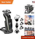 Rechargeable Waterproof 4-in-1 Electric Shaver with Nose Trimmer & Grooming Kit